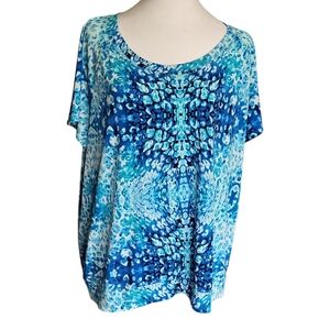 Chico's Blue Graphic Relaxed Blouse